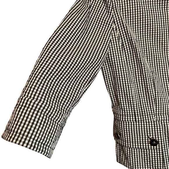 St John Black White/Black Gingham/Checked-cropped Blazer-Size 8-Zipper Front - Picture 4 of 13